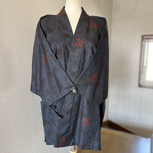 大島紬 藍泥大島紬 作務衣 現品限り 男女兼用可能 お洒落さん上衣 7