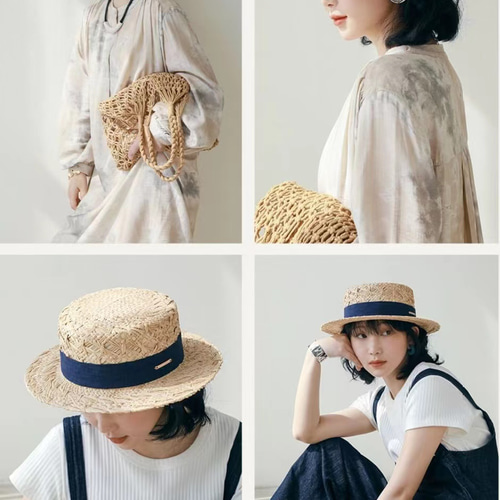 ラフィアハット、麦わら帽子 夏帽子 大人 ストローハット