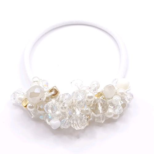 NSKY様 ハンドメイド☆ズパじゃら☆ビーズ ヘアゴム 推し活にいかがですか・ピンク系じゃらじゃらビーズのヘアゴムの