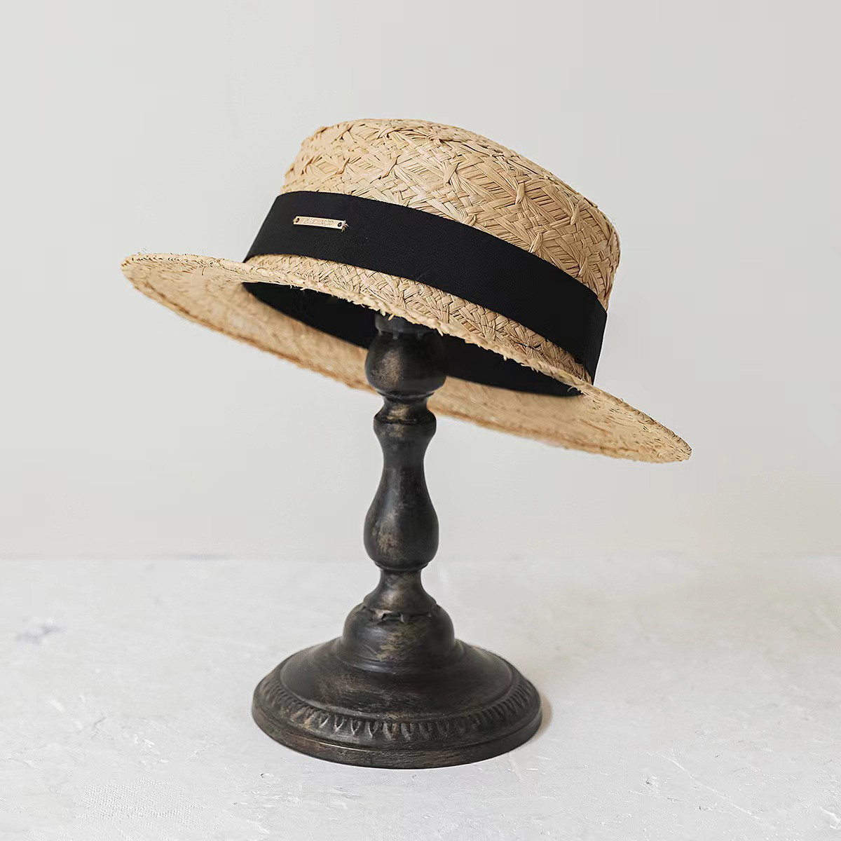 ラフィアハット、麦わら帽子 夏帽子 大人 ストローハット、ミディアムブリム 日よけ・UV対策 サイズ調節可能 3色