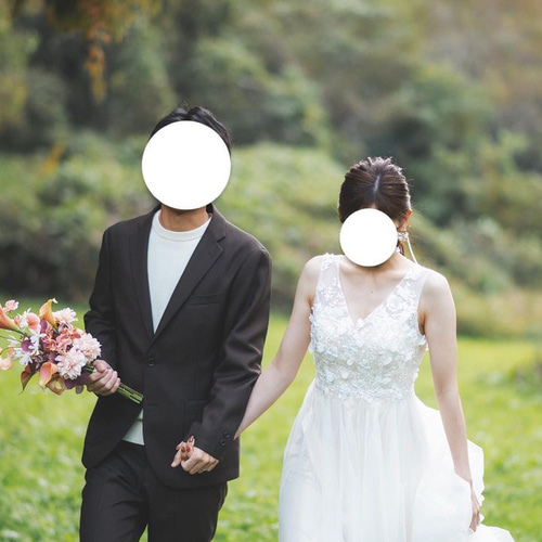 テラコッタカラーのウェディングブーケ カラー オレンジ 造花ブーケ