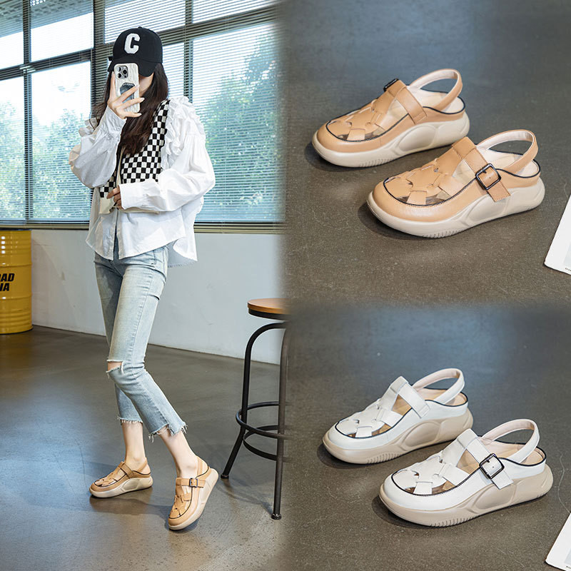 牛革24夏新作スポーツサンダルワーキングカジュアルシューズ・学生用フラットシューズ・ゆったり  W416
