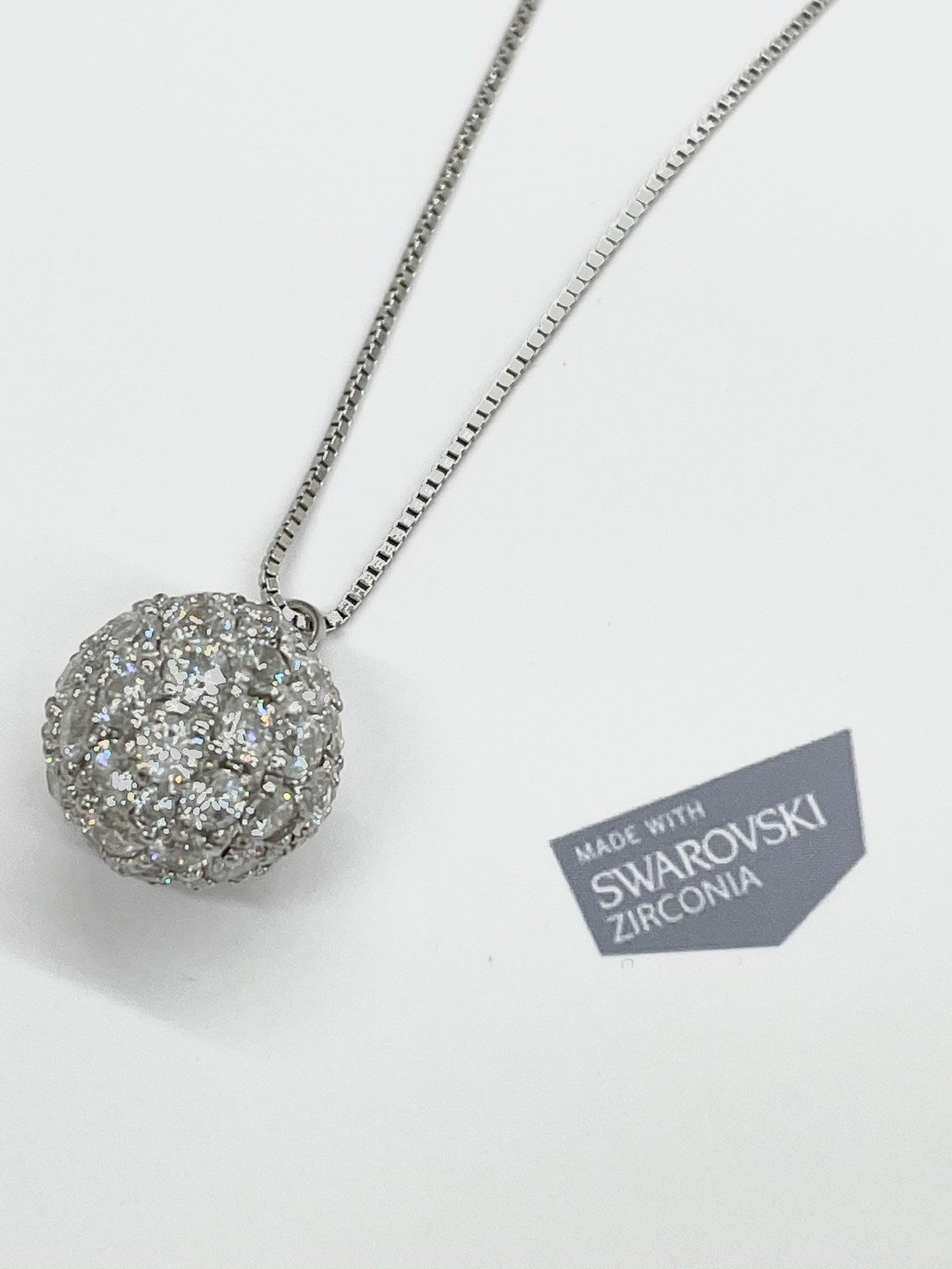 シルバー 925AAAキュービックCZ パヴェボール ネックレス *新品