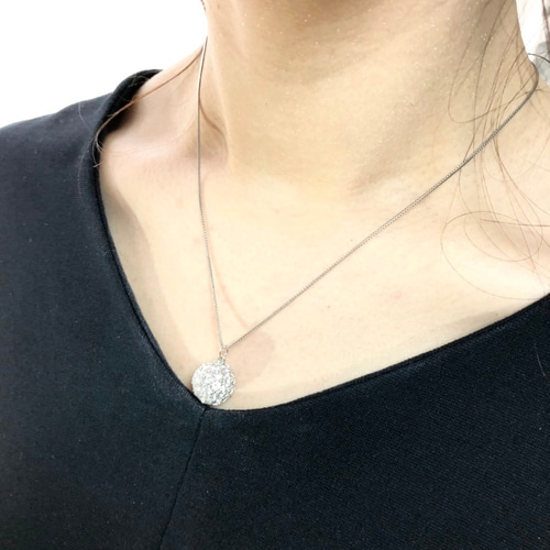 シルバー 925AAAキュービックCZ パヴェボール ネックレス *新品 
