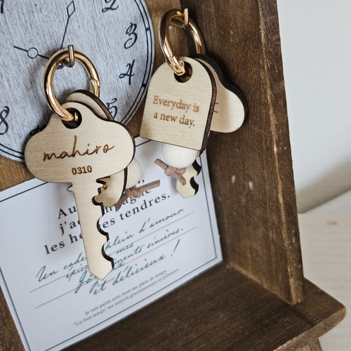 豚まん＊お名前入りオーダーメイド木製キーホルダー♫ 豚まん様専用＊お名前入りオーダーメイド木製キーホルダー