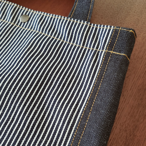 ㊸ トートバッグ ☆ リメイク 岡山デニム ヒッコリー ハンドバッグ