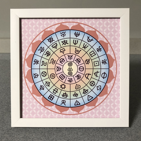 ヲシテ(ホツマ)文字　フトマニ図　 簡易フレーム入り　NO932 2枚目の画像