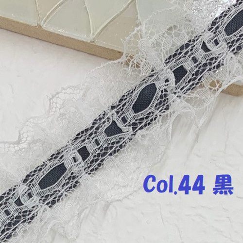 日本製】リボン通し風ラッセルフリルレース 約28mm巾【1m単位販売