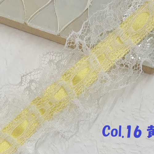 日本製】リボン通し風ラッセルフリルレース 約28mm巾【1m単位販売