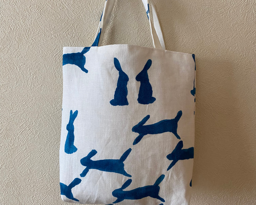 ハンドメイド　ミナペルホネン　runrunrun　ショルダートートバッグ大　新品 春色ミナペルホネントート【runrunrun/blue】ランランランブルー