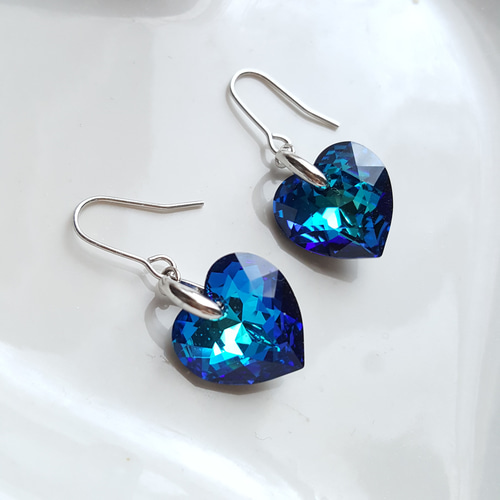1.4cmブルーハートピアス/イヤリング ピアス（フック・チェーン） La