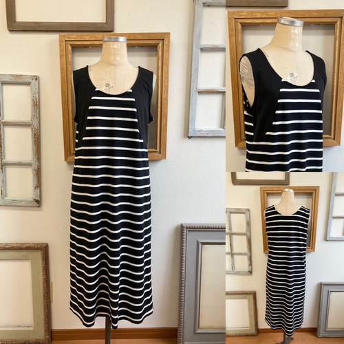 サイズ40 courreges ノースリーブ ボーダー ワンピース M236