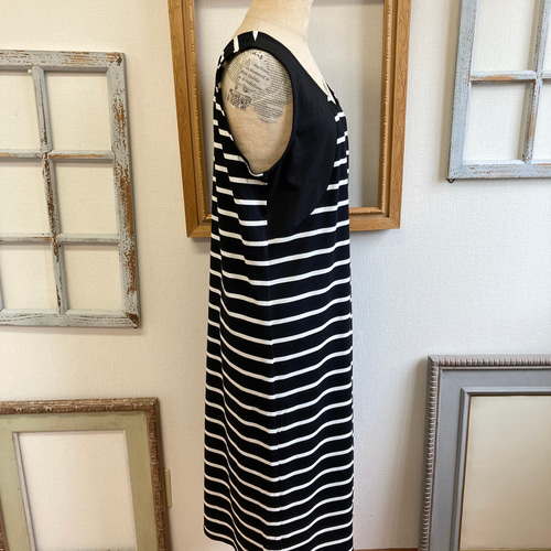サイズ40 courreges ノースリーブ ボーダー ワンピース M236
