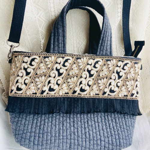 ヌビショルダーバッグ 刺繍リボンのヌビバッグ ヌビバッグ ショルダー