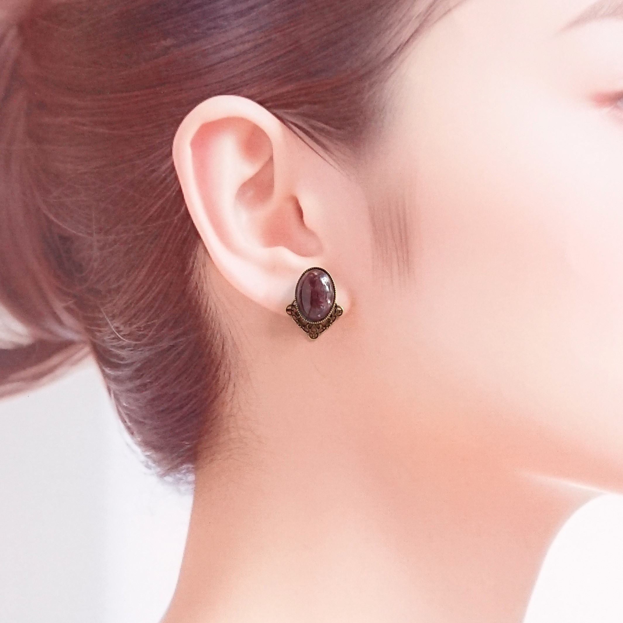 福袋《帯留め＆ピアス(イヤリング)セット》レピドライト　Y-1887os