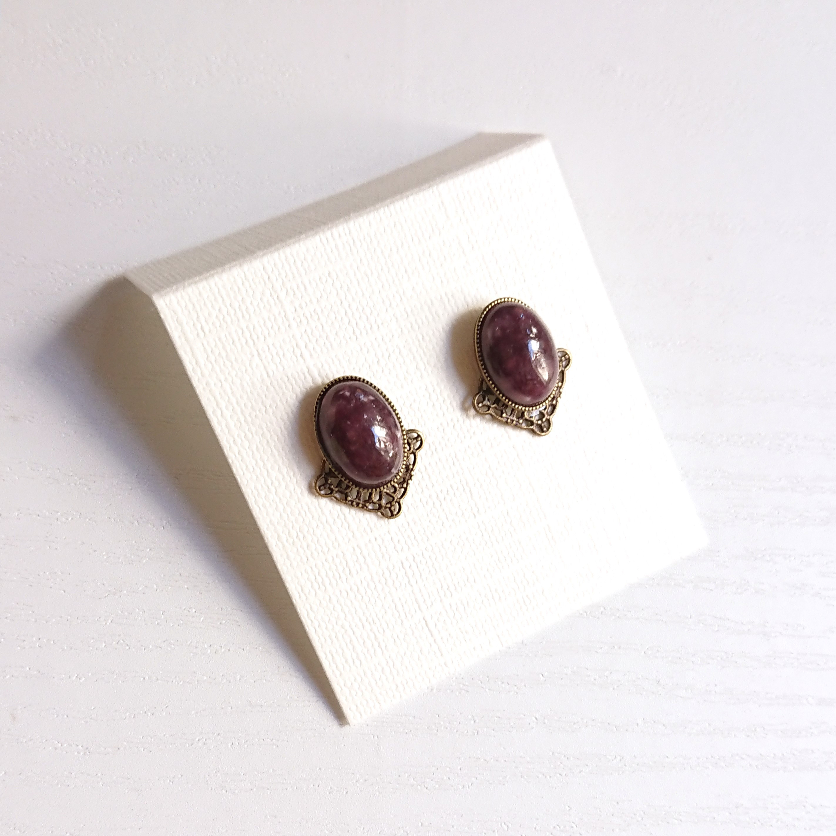 福袋《帯留め＆ピアス(イヤリング)セット》レピドライト　Y-1887os