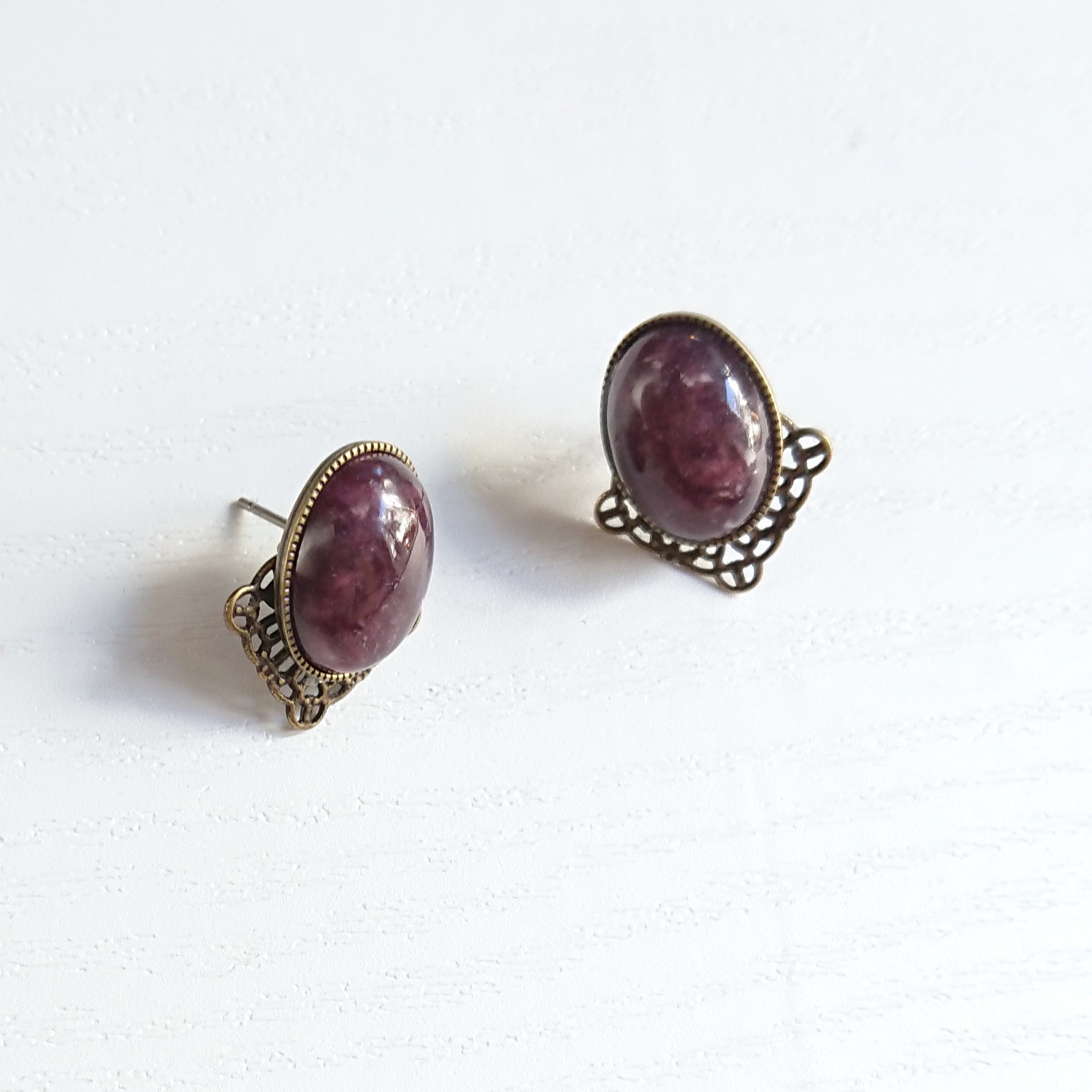 福袋《帯留め＆ピアス(イヤリング)セット》レピドライト　Y-1887os