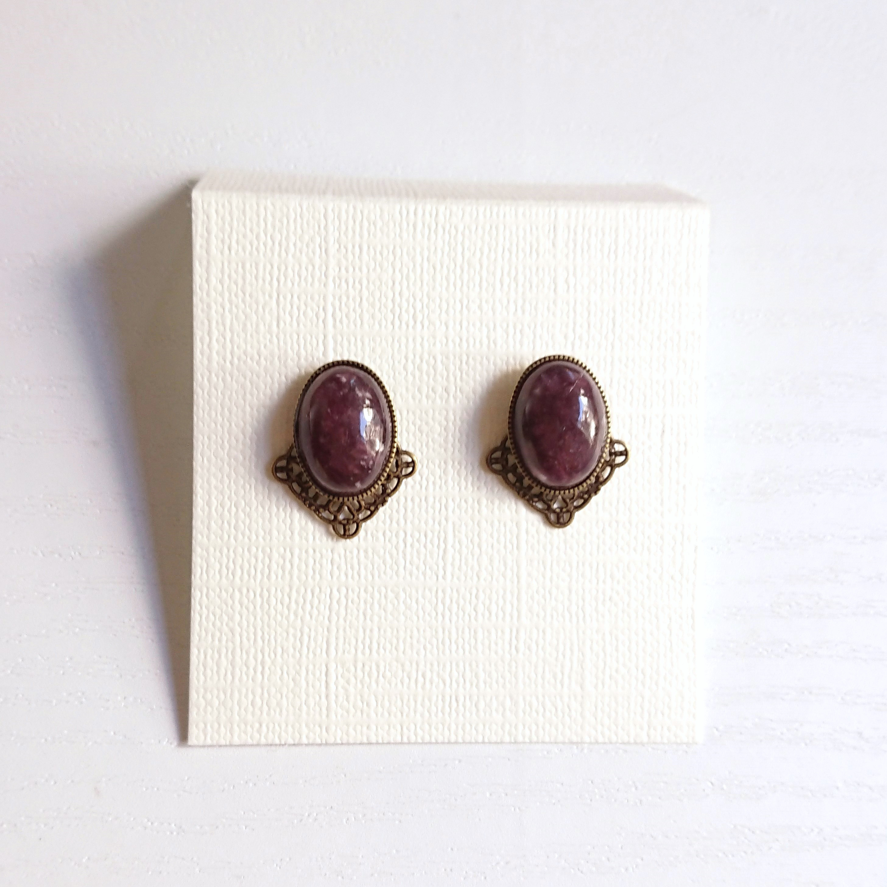 福袋《帯留め＆ピアス(イヤリング)セット》レピドライト　Y-1887os