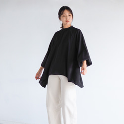 「オールシーズンOK」ラグランスリーブブラウス ブラック(長袖シャツ) 8枚目の画像