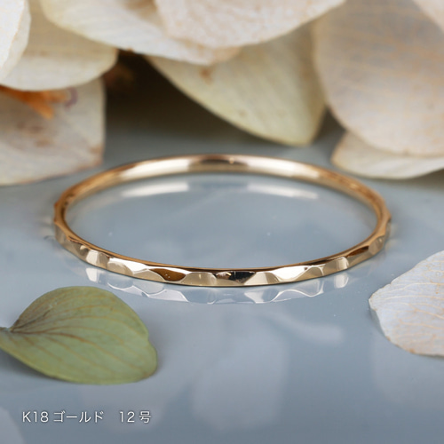 極細リング【hammered】指輪 18金 K18 ピンクゴールド プラチナ 華奢