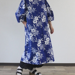 着物リメイク 水玉に斜め星泥大島紬タックポケットワンピース