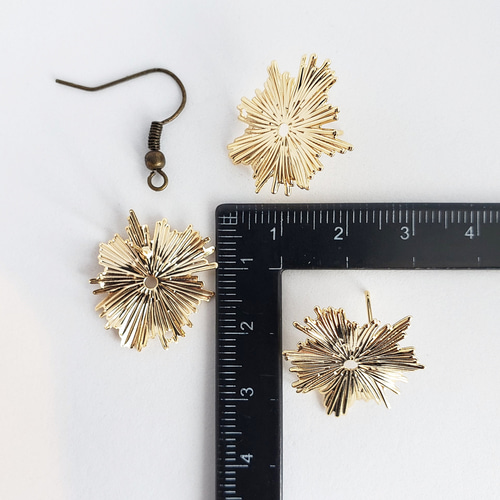 1ペア ポストピアス 18KGP 本金メッキ デザインピアス ピアス 後