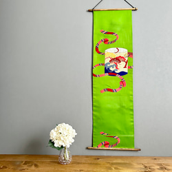 ろはす畑ママ様オーダー専用 タペストリー&テーブルランナースリム 帯リメイク 2030 豪華刺繍 華やかな帯から作った正絹テーブルランナー 帯