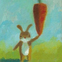 日陰が恋しい季節、ウサギ(アクリル絵の具によるウサギのイラスト