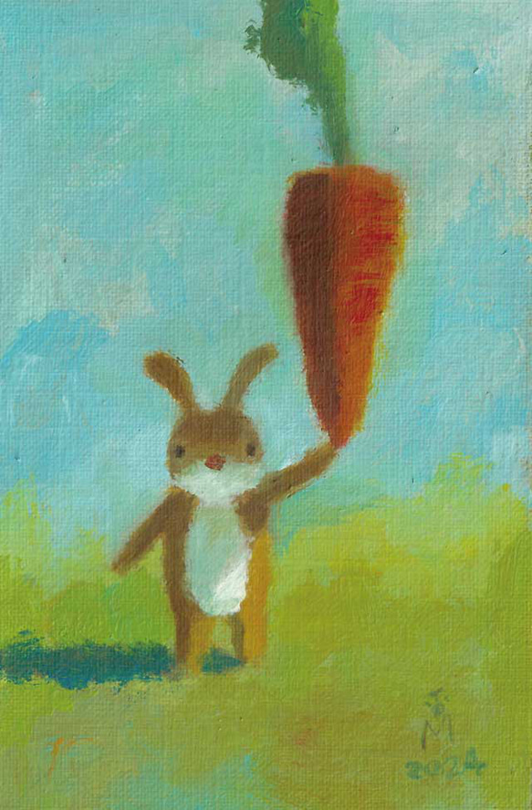 日陰が恋しい季節、ウサギ(アクリル絵の具によるウサギのイラスト