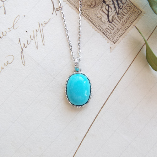 極美品✨スリーピングビューティーターコイズ 8㎜ 丸玉 ネックレス 925刻印 ライオンハート スリーピングビューティー ターコイズ