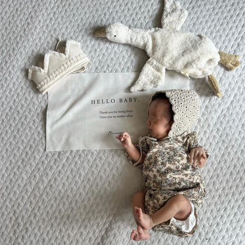名入れ Hello baby タペストリー／ニューボーンフォト just born