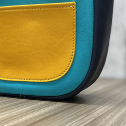 カラフルトートS　本革　ターコイズ／ネイビー／イエロー　３色 6枚目の画像