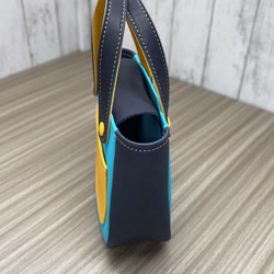 カラフルトートS　本革　ターコイズ／ネイビー／イエロー　３色 9枚目の画像