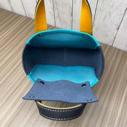 カラフルトートS　本革　ターコイズ／ネイビー／イエロー　３色 4枚目の画像