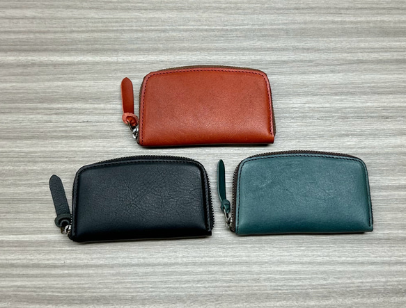 ラウンド型　コンパクトウォレット　本革　インディゴ 6枚目の画像