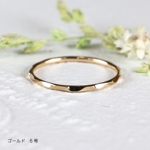 ピンキーリング【hammered-PR】指輪 18金 K18 ピンクゴールド プラチナ