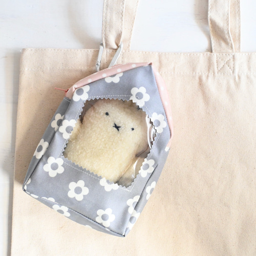 夢のマイホーム （フラワー柄ぬいぐるみ用お家型ポーチ） ポーチ