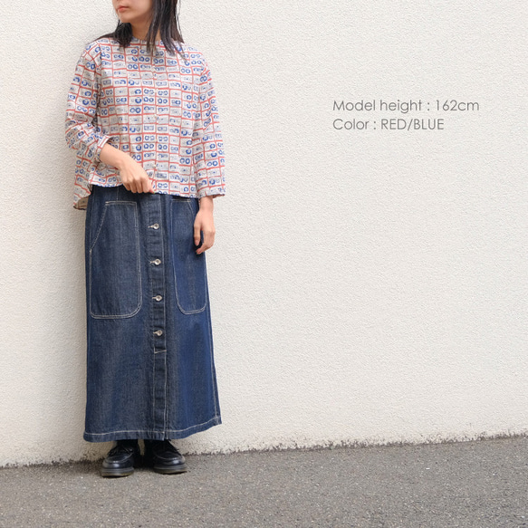 40ブロード cassettetapeプリント バックフレア ブラウス denicher D243206 デニシェ ブラウス denicher デニシェ