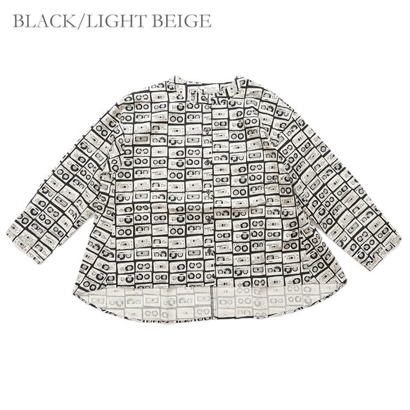 40ブロード cassettetapeプリント バックフレア ブラウス denicher D243206 デニシェ ブラウス denicher デニシェ