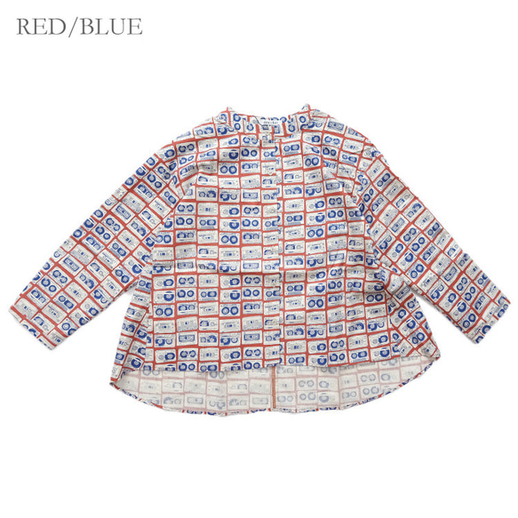 40ブロード cassettetapeプリント バックフレア ブラウス denicher D243206 デニシェ ブラウス denicher デニシェ