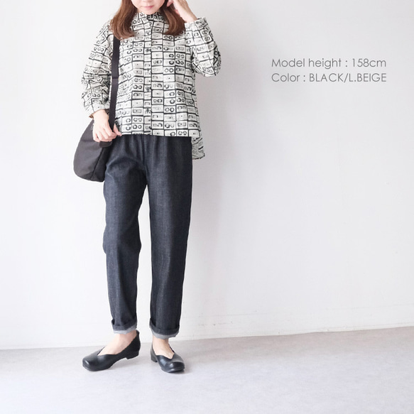 40ブロード cassettetapeプリント バックフレア ブラウス denicher D243206 デニシェ ブラウス denicher デニシェ