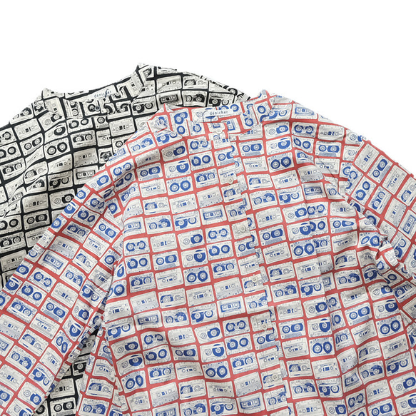 40ブロード cassettetapeプリント バックフレア ブラウス denicher D243206 デニシェ ブラウス denicher デニシェ