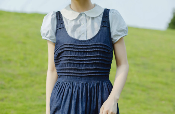 大人可愛い丸襟ブラウス　半袖　コットン 3枚目の画像
