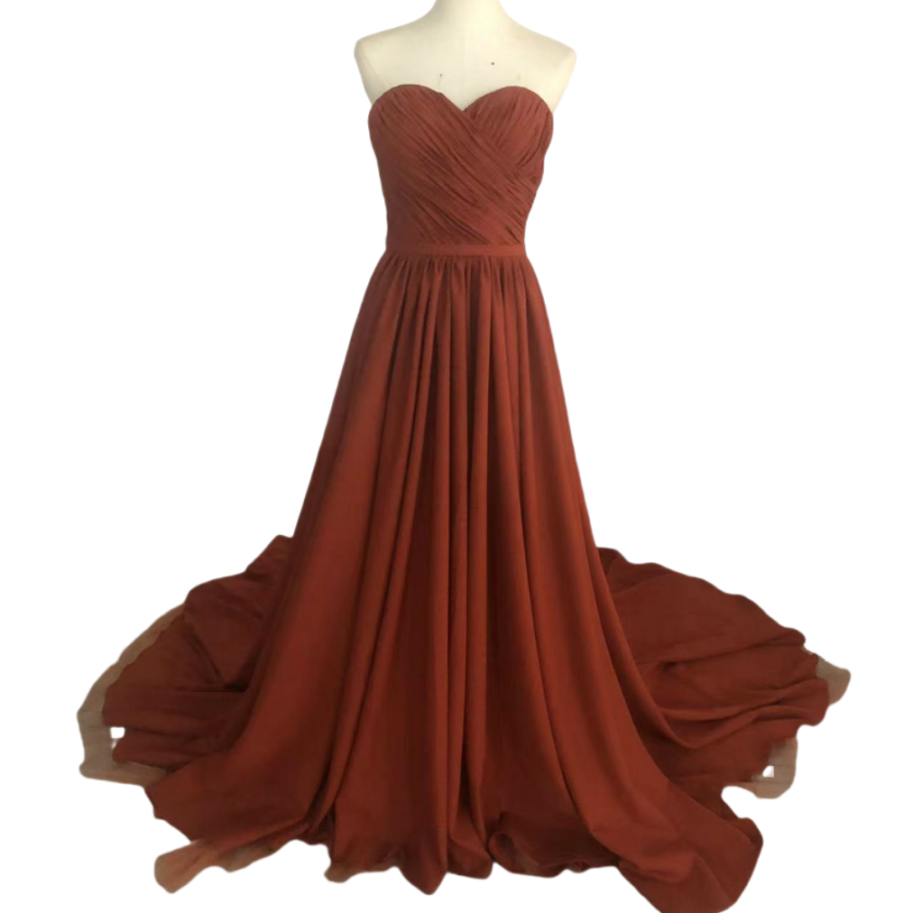 高品質！テラコッタ色 ベアトップ 2次会/披露宴 パーティードレス エレガント クラシカル 26,134円