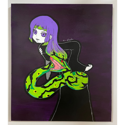 【楽天スーパーセール】 原画 SM 現代 アクリル画 絵画 ポップアート イラスト 縁起物 蛇 イラスト