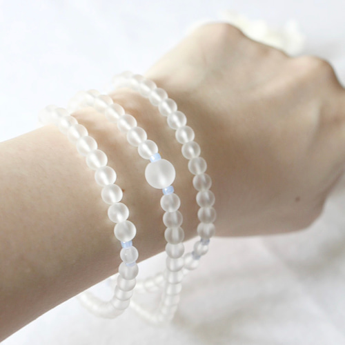 お念珠ブレスレット☆白雪姫《フロスト水晶》【受注制作・選べる