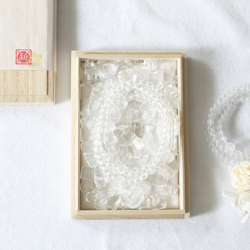 お念珠ブレスレット☆白雪姫《フロスト水晶》【受注制作・選べるビーズ 