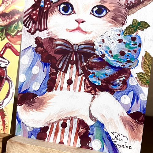 ポストカード】アメリカンダイナーとチョコミント猫さん(2種 ポストカード】アメリカンダイナーとチョコミント猫さん(2種