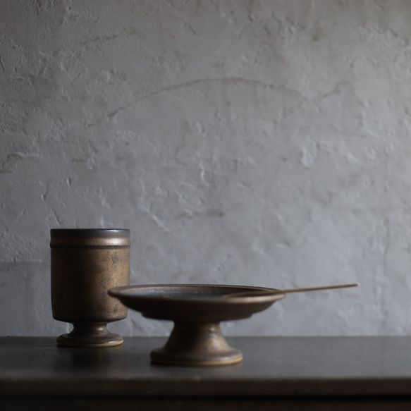 NEW! リム コンポート　濃茶ゴールド系 金属のような風合い　 5枚目の画像