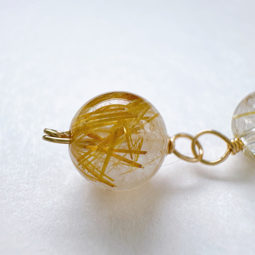 maumaumau◆ルチルクォーツ フープピアス✧14kgf maumaumau様専用◇ルチルクォーツ フープピアス✧14kgf